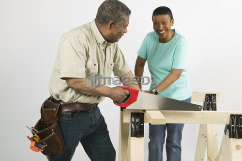 African American Couple Doing Home Improvement, Canada, British Columbia