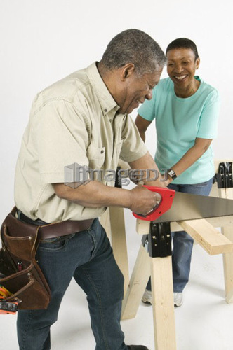 African American Couple Doing Home Improvement, Canada, British Columbia