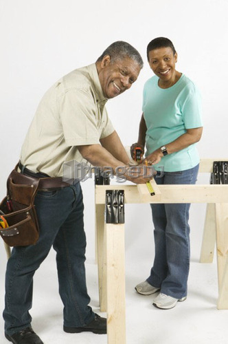 African American Couple Doing Home Improvement, Canada, British Columbia