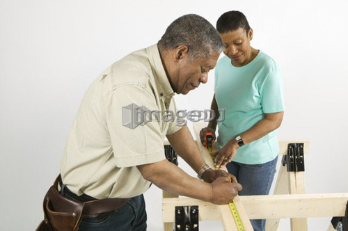 African American Couple Doing Home Improvement, Canada, British Columbia