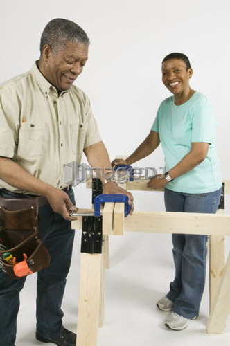 African American Couple Doing Home Improvement, Canada, British Columbia