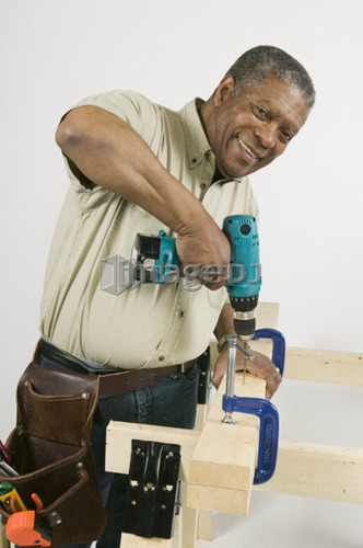 African American Man Doing Home Improvement, Canada, British Columbia