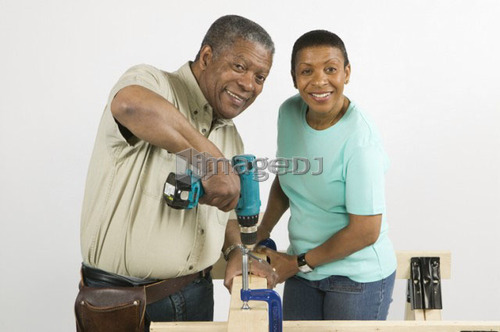 African American Couple Doing Home Improvement, Canada, British Columbia