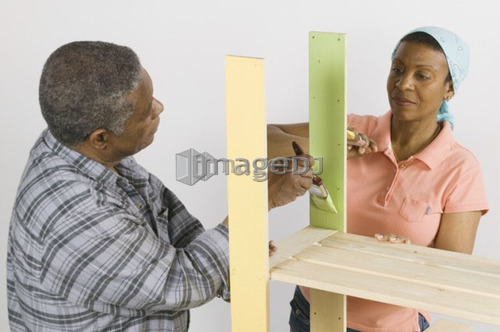 African American Couple Doing Home Improvement Painting, Canada, British Columbia