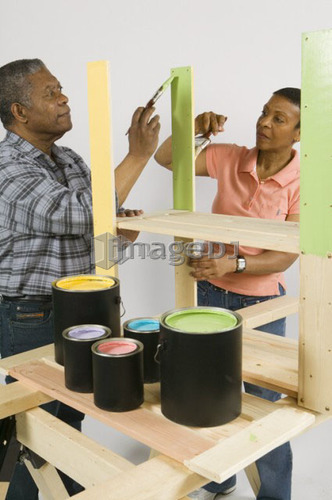 African American Couple Doing Home Improvement Painting, Canada, British Columbia