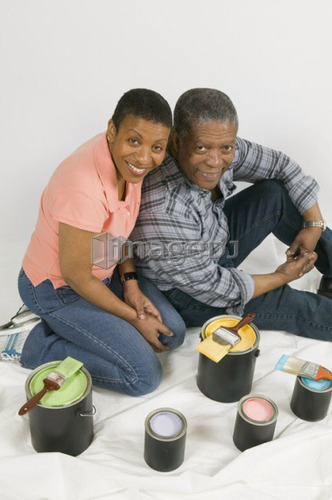 African American Couple Doing Home Improvement Painting, Canada, British Columbia