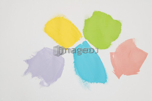 Different colours painted on white paper, Canada, British Columbia