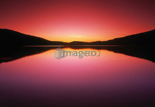 Reesor Lake at sunset, Cypress Hills Interprovincial Park, Alberta, Canada