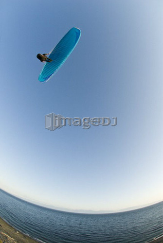 A paraglider on the Victoria, BC waterfront