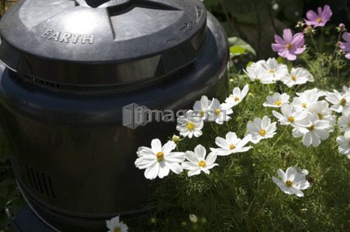 Compost bin in garden, Cypress Street Community Garden, Vancouver, BC