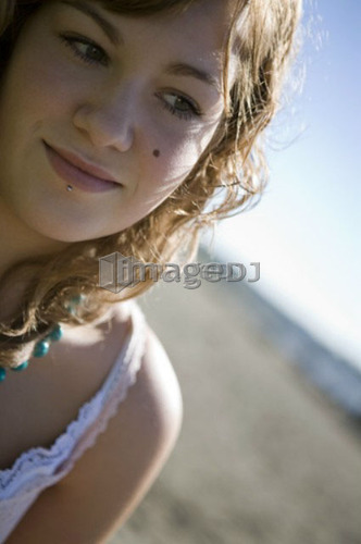 Portrait of female, 17, at English Bay beach, Vancouver, BC