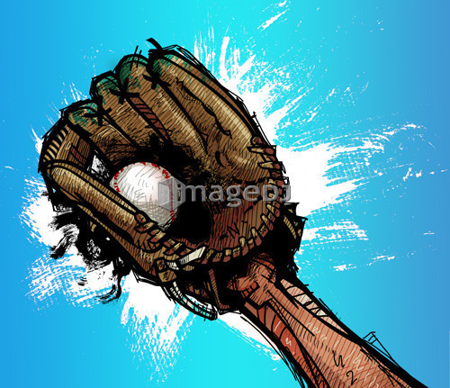 Baseball glove with base ball