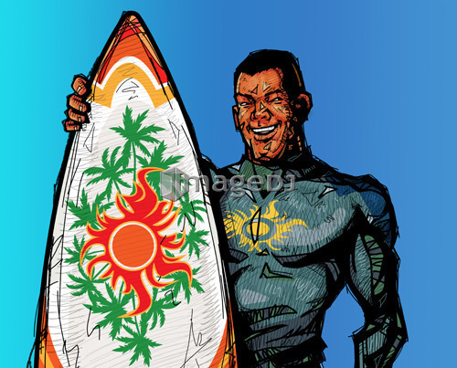 Man holding surfboard