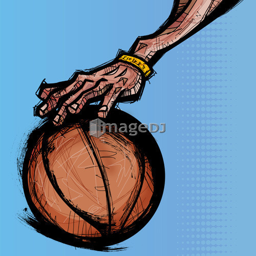 Person's hand on basketball