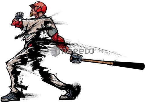 Baseball player holding bat, side view