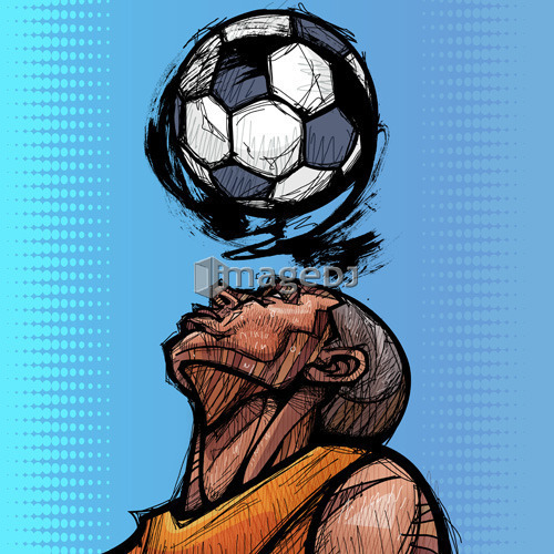 Soccer player heading soccer ball