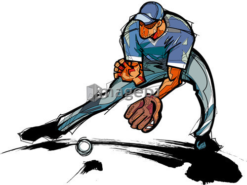 Baseball player catching ball