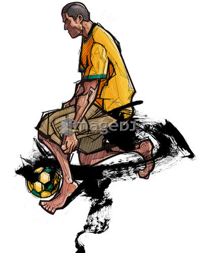 Man kicking soccer ball