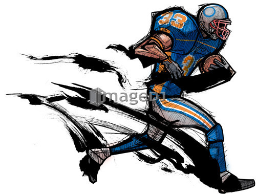 American football player holding ball