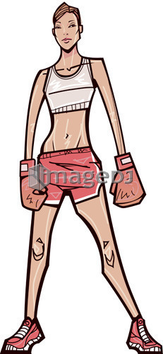 Woman wearing boxing glove