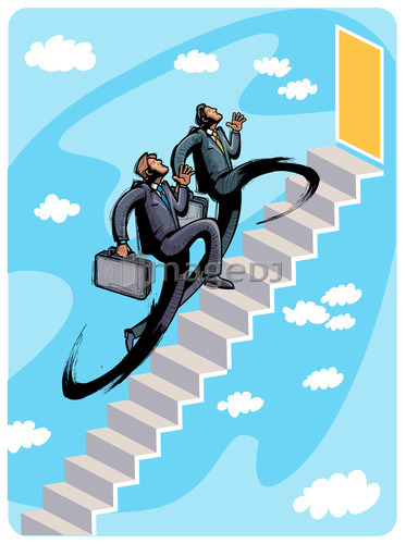 Business people climbing steps