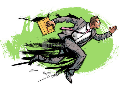 Side view of businessman running with envelope