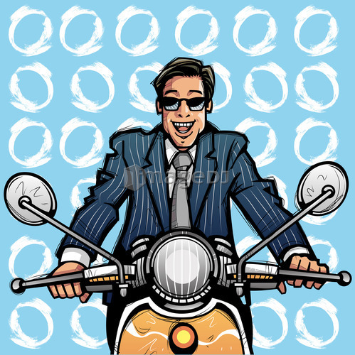 Portrait of businessman driving Motor Scooter