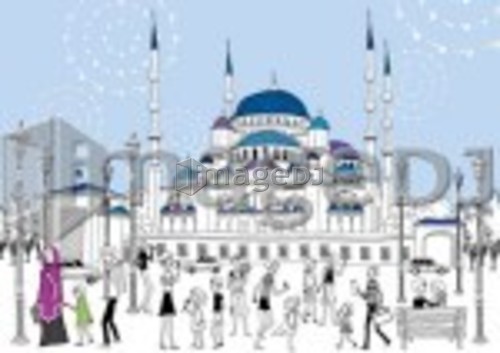 Tourist by blue mosque