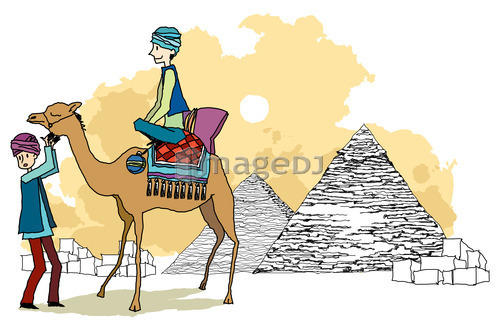 Side view of man riding on camel