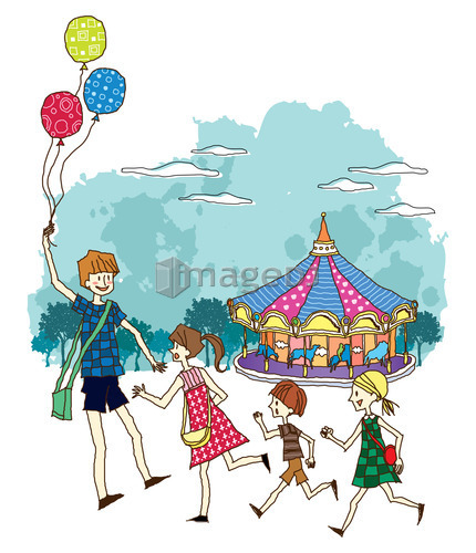 Children running at circus