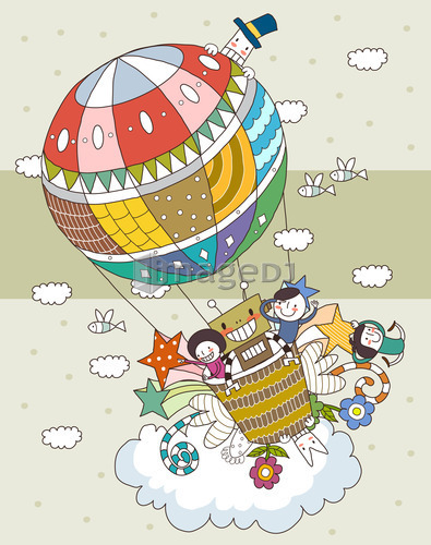 Children in hot-air balloon