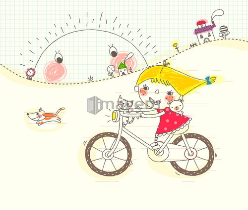 Girl playing on bicycle