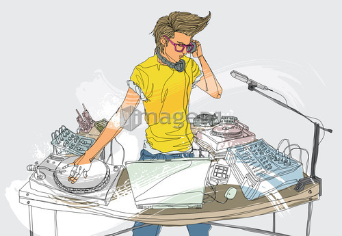 Disc jockey Spinning Records