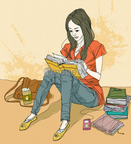 Young woman reading book