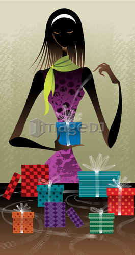 Portrait of woman opening gift box