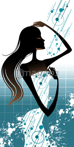 Woman having bath in shower