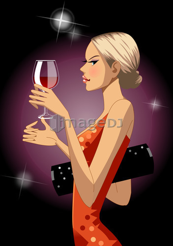 Profile of woman holding wine glass