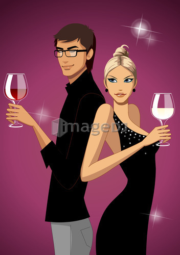 Profile of couple holding wine glass