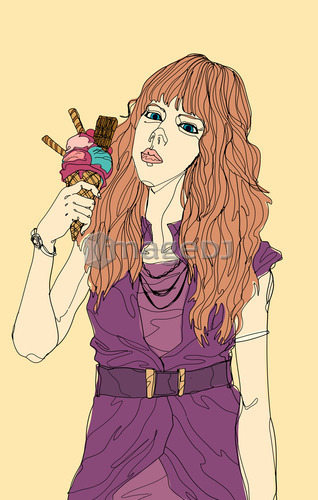 Portrait of young woman holding ice cream cone