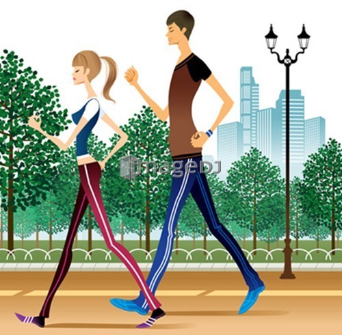 Profile of Man and woman jogging