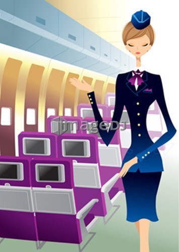 Airhostess standing in aero plane