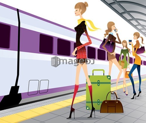 Women standing at platform