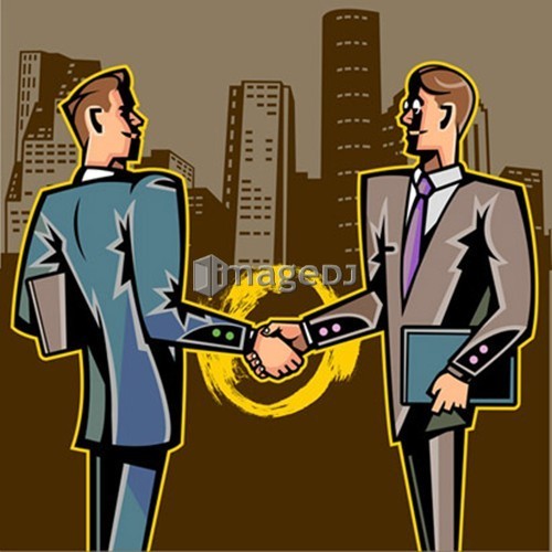 Side view of businessmen shaking hands