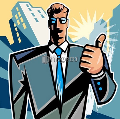 Businessman showing off thumbs up