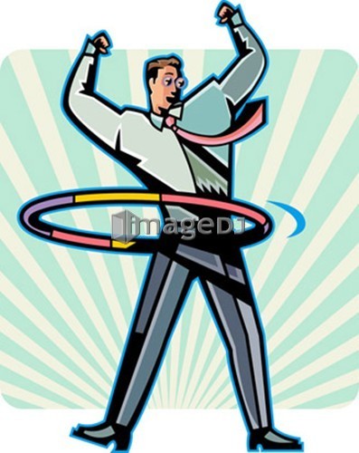 Business man playing with hoop