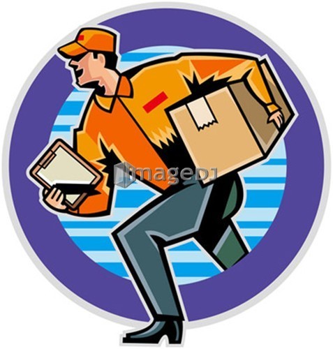 Side view of man delivering parcel