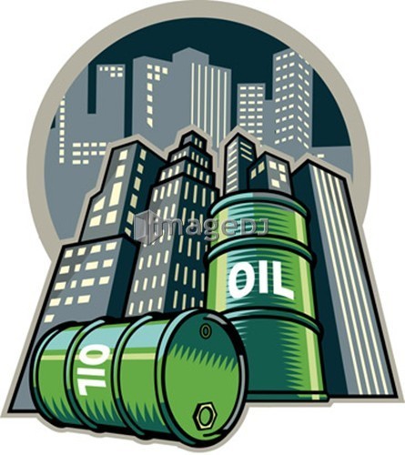 Oil drum with building in background