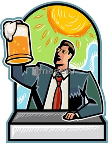 Businessman holding glass of beer