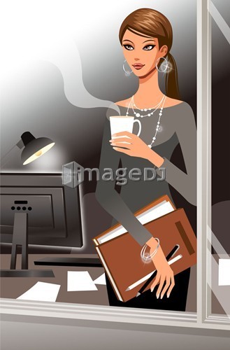 Business woman looking outside the window