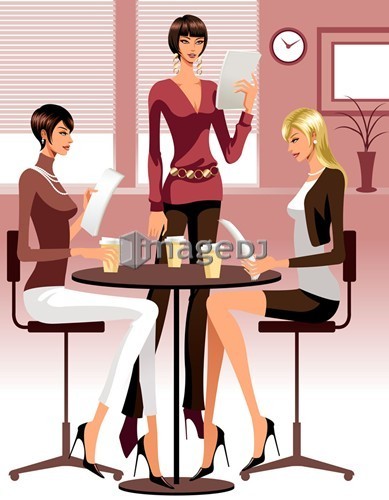 Three women in a business meeting